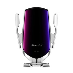 Suport auto cu incarcator wireless Fast Charge,senzor inteligent Smart Sensor R1,USB - Argintiu