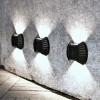 Set 4 Lampi Solare Perete, Lumina Calda, 8 LED, Exterior, Gradina, Rezistente Apa, Negru
