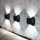 Set 4 Lampi Solare Perete, Lumina Calda, 8 LED, Exterior, Gradina, Rezistente Apa, Negru