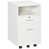 Vinsetto Dulap cu Sertare Blocabile, 2 Chei Incluse, cu 5 roti cu rotatie la 360&deg;, Spațiu Optimizat, Alb | Aosom Romania