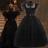 Rochie neagra model Wednesday, fete 160 cm, USSPY