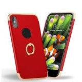 Cumpara ieftin Husa iPhone X Elegance Luxury 3in1 Ring Rosu, Protectie Completa, Anti-soc, Anti-zgarieturi, Bumper Crom, MyStyle