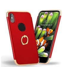 Husa Apple iPhone X, Elegance Luxury 3in1 Ring Rosu foto