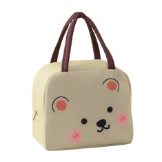 Geant&Auml; frigorific&Auml;, flippy, cu desene animat, portabil&Auml; pentru copii, de pr&Atilde;&cent;nz, din p&Atilde;&cent;nz&Auml; oxford, 22x14x19 cm, model ursulet, bej