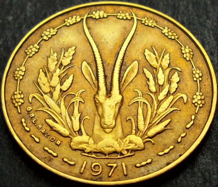 Moneda exotica 10 FRANCI - AFRICA de VEST, anul 1971 * cod 1155