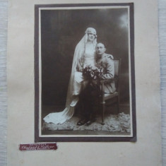 Foto pe carton Chaland Craiova : fotografie de nunta ofițer - anii 1920