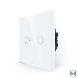 Cumpara ieftin Intrerupator dublu touch RF433 din sticla alba Luxion