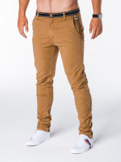 Pantaloni pentru barbati camel slim fit casual elastici p156 foto