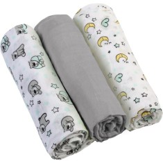 BabyOno Diaper Super Soft scutece textile Grey 70 &times; 70 cm 3 buc