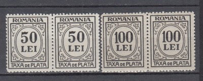 ROMANIA 1942 TAXA DE PLATA CU INSCRIPTIA ROMANIA PERECHE SERII MNH foto