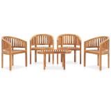 VidaXL Set mobilier grădină tip banană, 5 piese, lemn masiv de tec