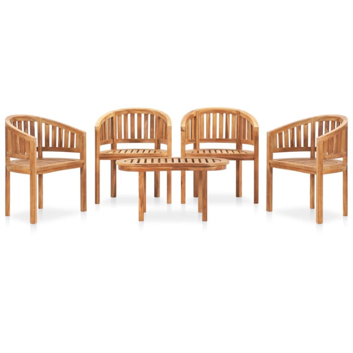 vidaXL Set mobilier grădină tip banană, 5 piese, lemn masiv de tec 3059963