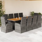 vidaXL Set mobilier de grădină cu perne, 11 piese, gri, poliratan 3277596