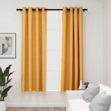 vidaXL Draperii opace aspect in, cu ocheți, 2 buc., galben, 140x175 cm 321192