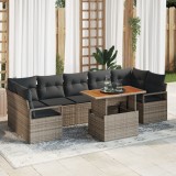 vidaXL Set canapea de grădină gri 8 pcs Gri mare Ratan și Poliester