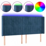 Cumpara ieftin Tablie de pat cu LED, albastru inchis, 203x16x118/128cm catifea