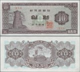 COREEA DE SUD █ bancnota █ 10 Won █ 1962-1965 █ P-33e █ UNC █ necirculata