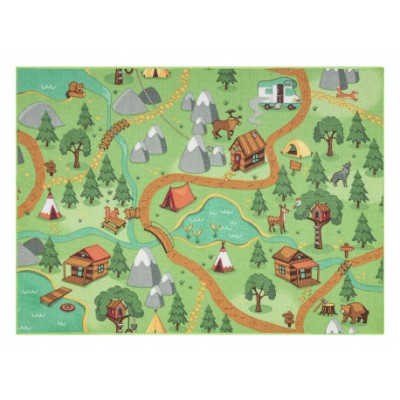COVOR REBEL ROADS Wild life 90 Pădure, animale antiderapant pentru copii - z&amp;ouml;ld , 95x133 cm foto