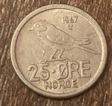C50 - Moneda foarte veche - Norvegia - 25 ore - 1967