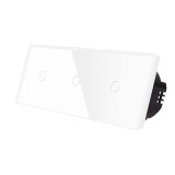 Cumpara ieftin Intrerupator triplu cu touch din sticla alba Luxion, design elegant