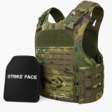 Set Vesta Tactica Reglabila + 2 Placi Balistice NIJ IV, Linovit&reg;, pentru Airsoft, Paintball, Tir sportiv, Outdoor, Vanatoare, Material Oxford 1000D, S