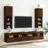 VidaXL Comode TV cu lumini LED, 2 buc., stejar maro, 30,5x30x102 cm 837028