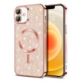 Husa pentru iphone 16, glitter magsafe, atasare magnetica, rose gold