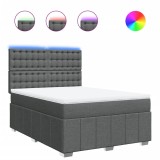 Cumpara ieftin Pat box spring cu saltea, gri inchis, 140x200 cm, textil