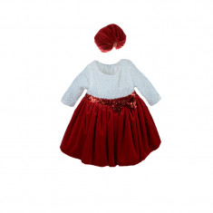 Set 2 piese rochie si turban pentru fete Colibri 280-62R, Rosu foto