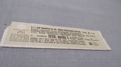 CUPOANE DE TREZORERIE CU REDUCERE 1920 UNGARIA foto