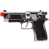 Pistol Beretta cu Capse Metalic Negru 13 cm, 8 Gloante, Jucarie Copii