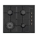 Plita incorporabila Fram FBH-V4IWF-RBK, Gaz, 4 Arzatoare, WOK, Gratar fonta, Control lateral, Aprindere electrica, Dispozitiv de siguranta, 60 cm, Neg