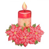 Autocolant Decorativ 3D, Model Lumanare Cu Craciunite, Rosu, 16x19cm