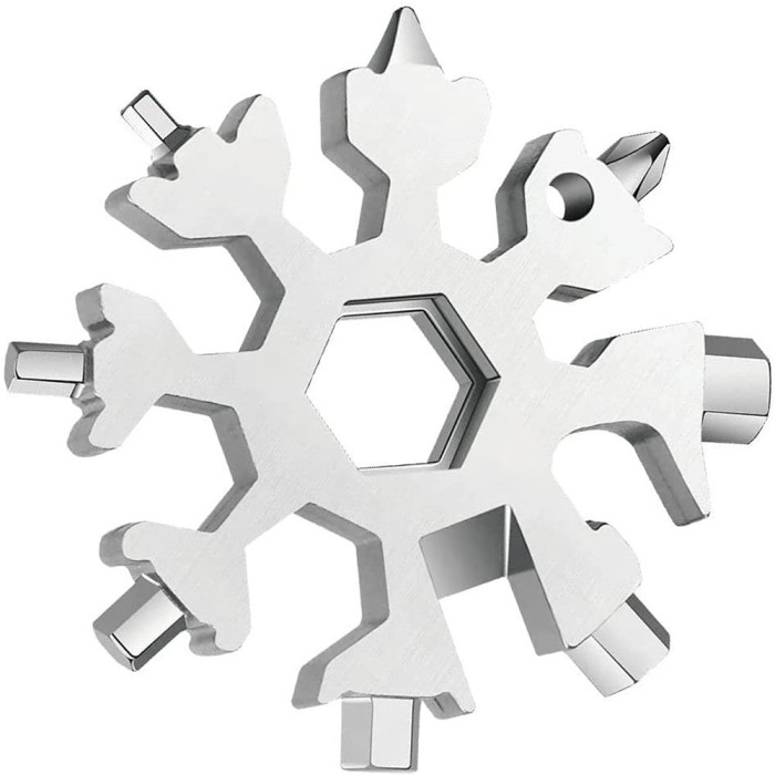 Instrument multifunctional 18 in 1, Fulg de zapada, Otel inoxidabil, 2.3 inch, Argintiu