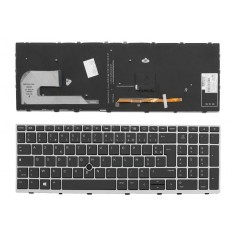 Tastatura laptop noua HP EliteBook 850 G5 SILVER FRAME BLACK Backlit UK