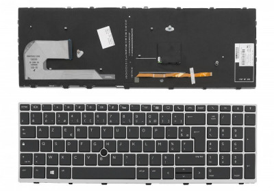 Tastatura laptop noua HP EliteBook 850 G5 SILVER FRAME BLACK Backlit UK foto