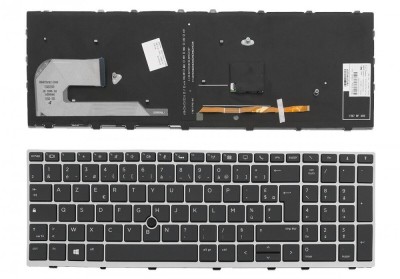 Tastatura laptop noua HP EliteBook 850 G5 SILVER FRAME BLACK Backlit UK foto