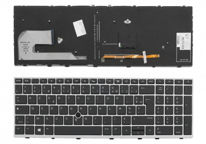 Tastatura laptop noua HP EliteBook 850 G5 SILVER FRAME BLACK Backlit UK