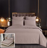 Cumpara ieftin Lenjerie Pat Damasc Chindia DC007 Bej, 6 Piese, Cu Elastic, Bumbac 180x200 cm