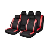 Set huse scaune auto universale Negru-Rosu Diamond, piele ecologica matlasata, fata + spate 9 piese