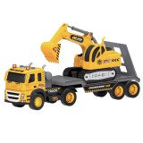 Set de jucarie, Herum&reg;, pentru copii cu un camion si excavator, cu sunete si lumini, Galben / Gri, 50 x 12 x 28 cm, 1:12