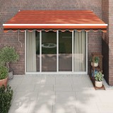 VidaXL Copertină retractabilă portocaliu/maro 3x2,5 m, textil/aluminiu