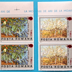 TIMBRE ROMANIA LP1513/2000 100ani moartea Van Gogh -supratipar PALETA per. -MNH