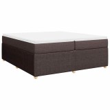 Cumpara ieftin Pat box spring cu saltea, maro inchis, 200x200 cm, textil