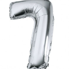 Balon din folie metalizata argintie, Cifra 7 ManiaMagic