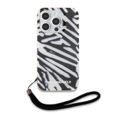Husa iPhone 15 Pro Max Karl Lagerfeld IML Luxury, Zebra Pattern&amp;Cord, negru, KLHCP15XHZBPKCCK