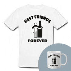 "Best Friends" Set Personalizat – Tricou + Cană Alb XXL
