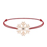 Little Snowflake - Bratara snur personalizata fulg si litera din argint 925 placat cu aur roz