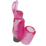 Stimulator clitoris ME YOU US Mini Bunny, &icirc;n formă de iepuraș, purtare pe deget, vibrații multiple, 9 cm, culoare roz