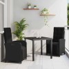 VidaXL Set de masă pentru grădină 3 pcs Negru poliratan 3380309